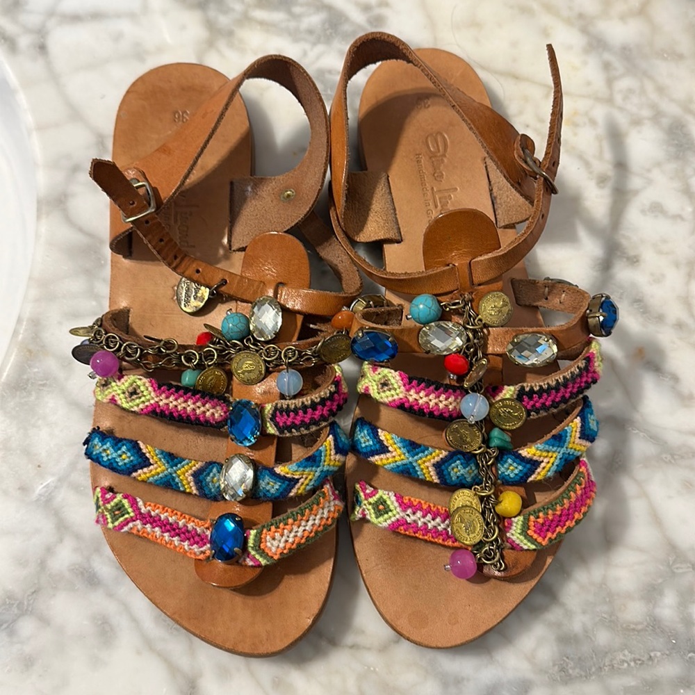 Elina Linadarki jeweled sandals